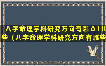 八字命理学科研究方向有哪 🐋 些（八字命理学科研究方向有哪些内容）